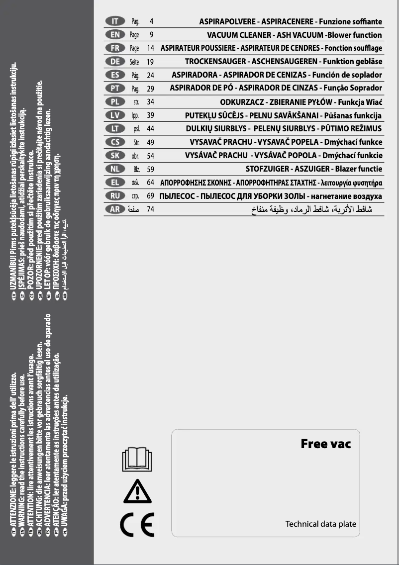 Image de la première page du manuel de l'appareil Free Vac 1.0