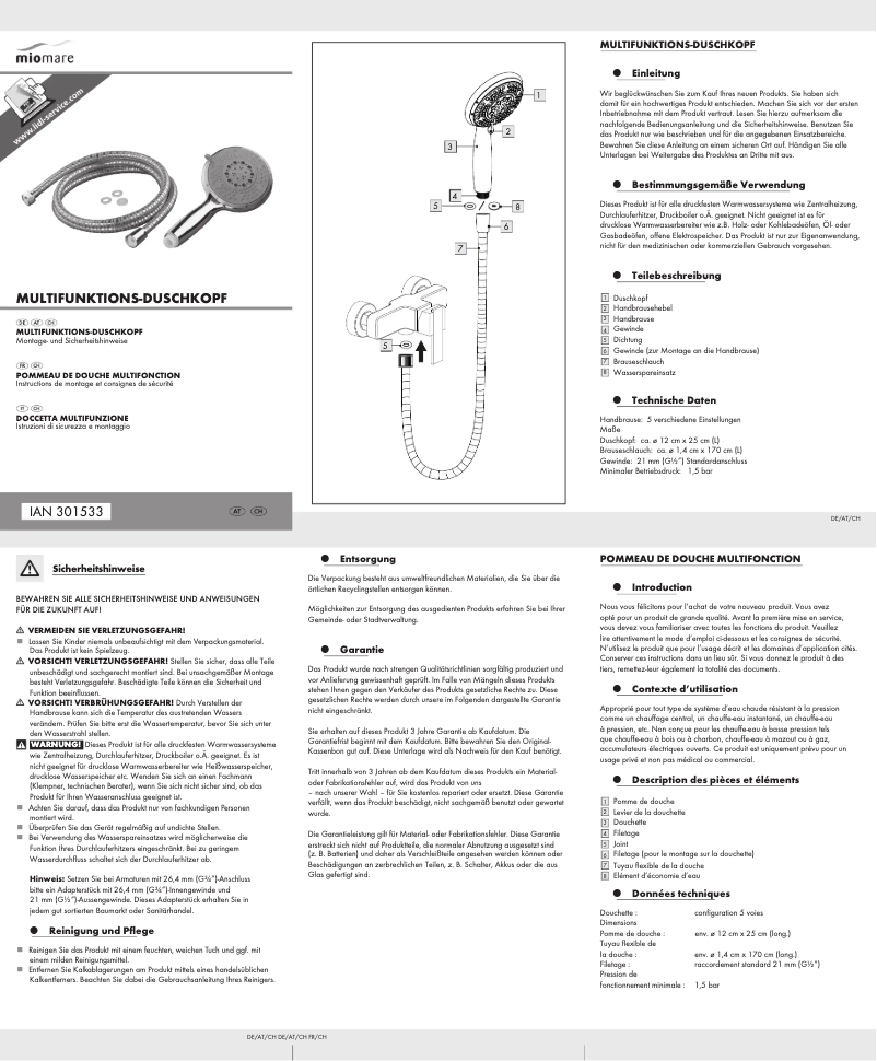 Page n°1 - Manuel utilisateur Miomare Z31781