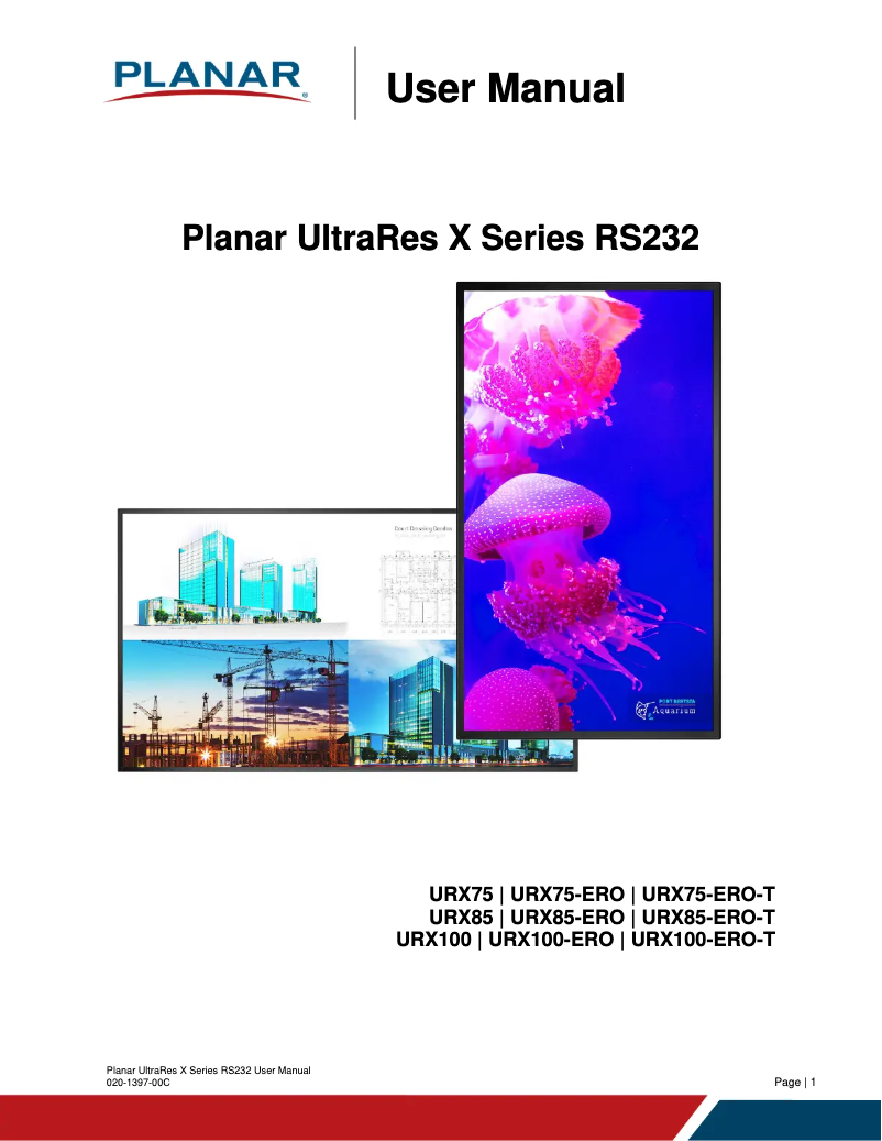 Página 1 del manual Manual de usuario Planar UltraRes X RS232