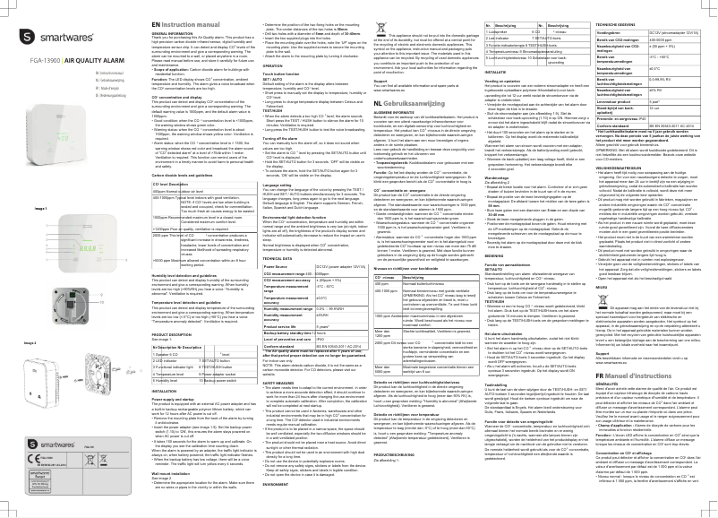Page 1 de la notice Manuel utilisateur Smartwares FGA-13900
