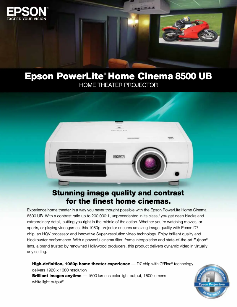 Imagen de la primera página del manual del dispositivo PowerLite Home Cinema 8500 UB