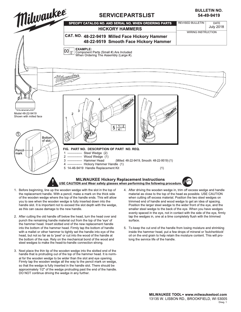 Page n°1 - Manuel utilisateur Milwaukee 48-22-9519