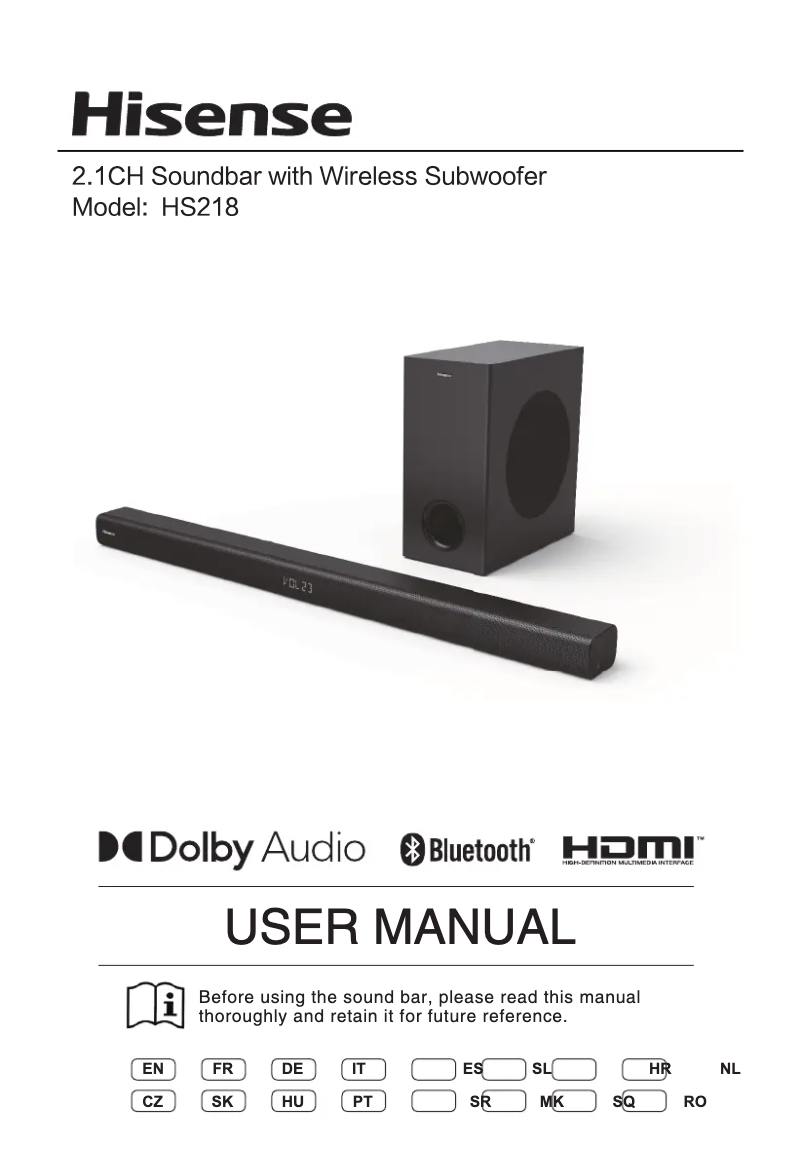 Page 1 de la notice Manuel utilisateur Hisense HS312