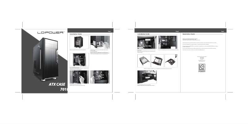 Image de la première page du manuel de l'appareil ATX Case 7018B