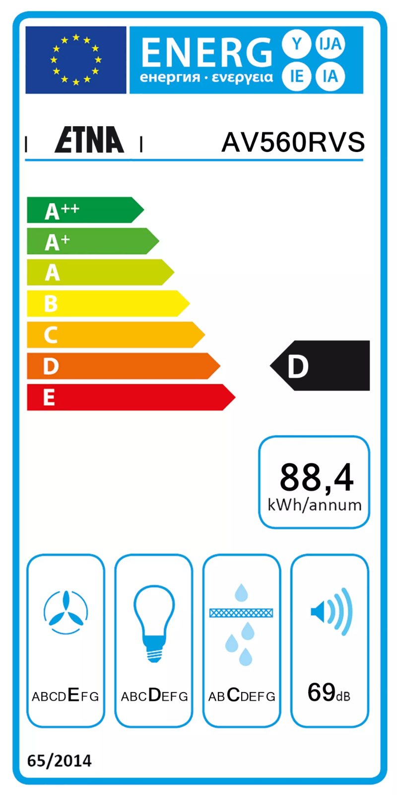 Page 1 de la notice Label énergétique Etna AV560RVS