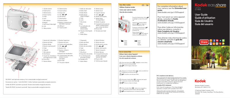 Page 1 de la notice Manuel utilisateur Kodak EasyShare C1505