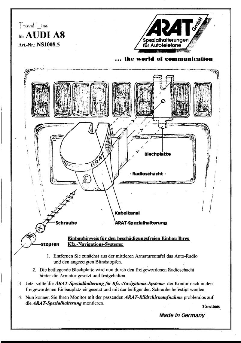 Page 1 de la notice Manuel utilisateur Arat NS1008.5