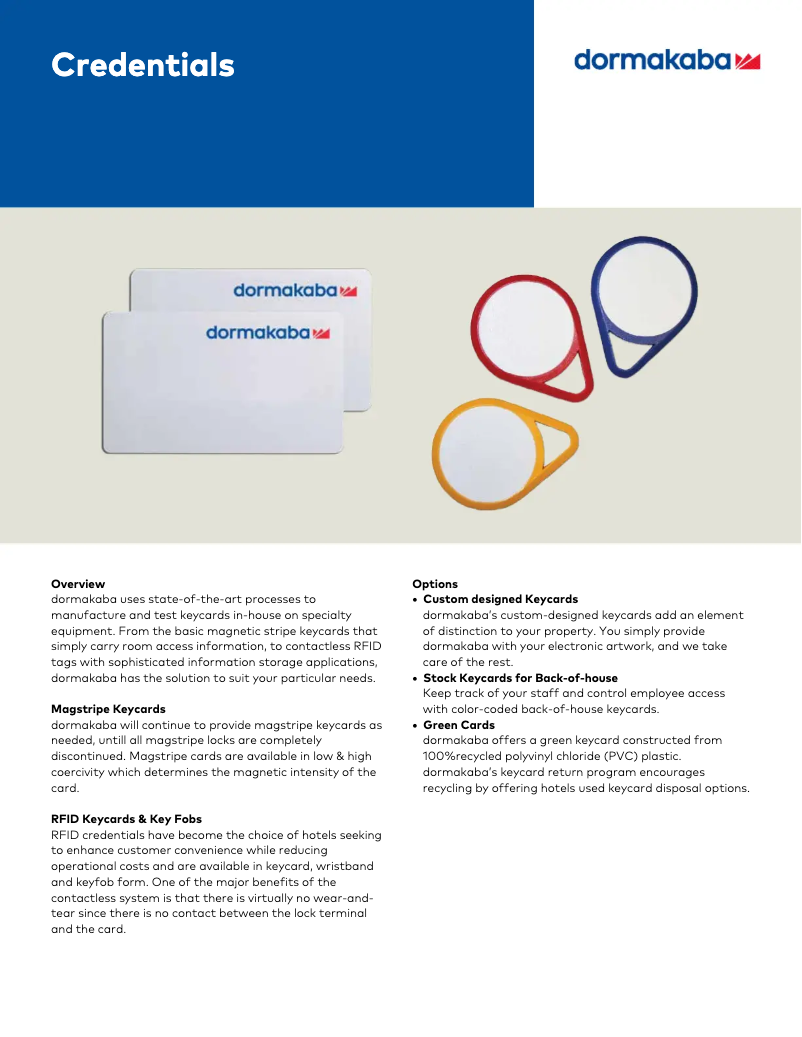 Página 1 del manual Manual de usuario Dormakaba Credentials