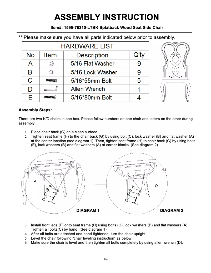 Page n°1 - Manuel utilisateur Hooker 1595-75310A-WH