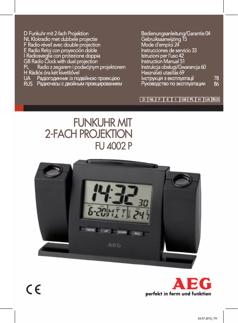 Page 1 de la notice Manuel utilisateur AEG FU 4002 P