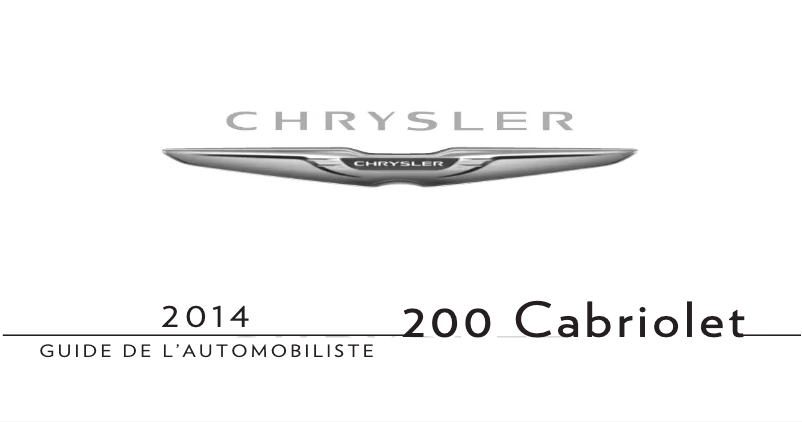 Page 1 de la notice Manuel utilisateur Chrysler Cabriolet 200 (2014)