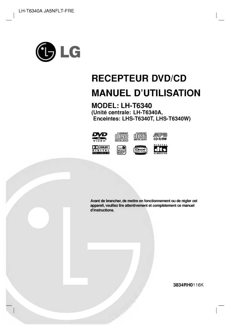 Page 1 de la notice Manuel utilisateur LG LH-T6340A