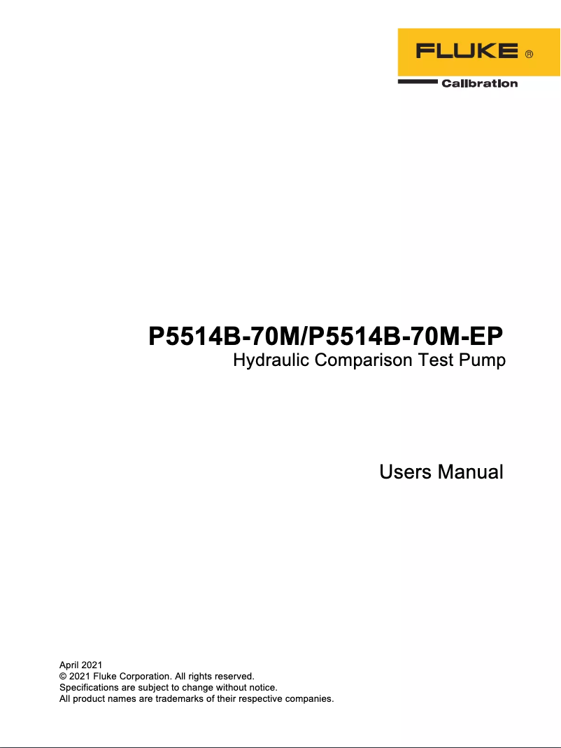 Page 1 de la notice Manuel utilisateur Fluke P5514B-70M