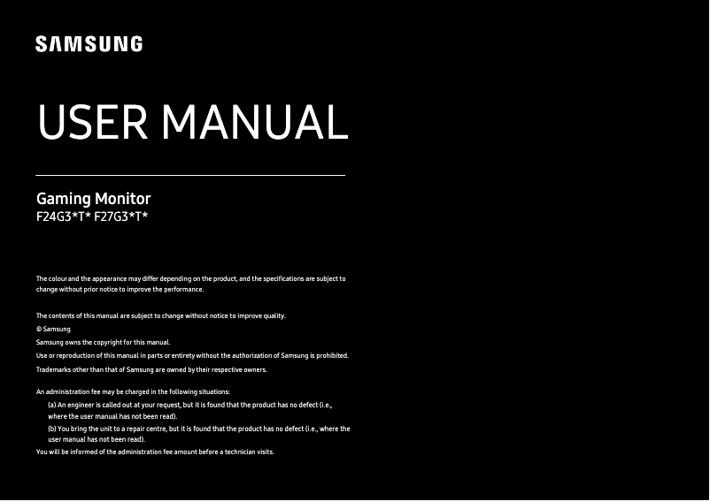 Page 1 de la notice Manuel utilisateur Samsung F27G35TFWI