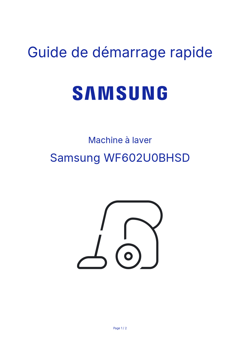 Image de la première page du manuel de l'appareil WF602U0BHSD