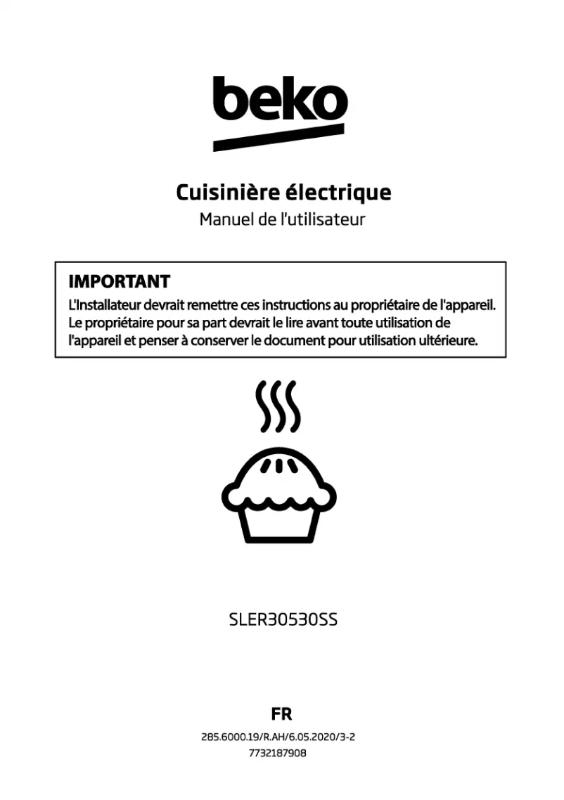Page 1 de la notice Manuel utilisateur Beko SLER30530SS
