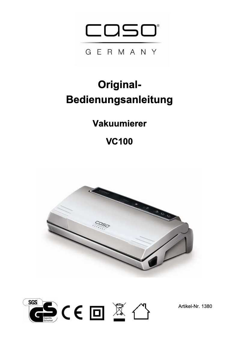 Page 1 de la notice Manuel utilisateur Caso VC100