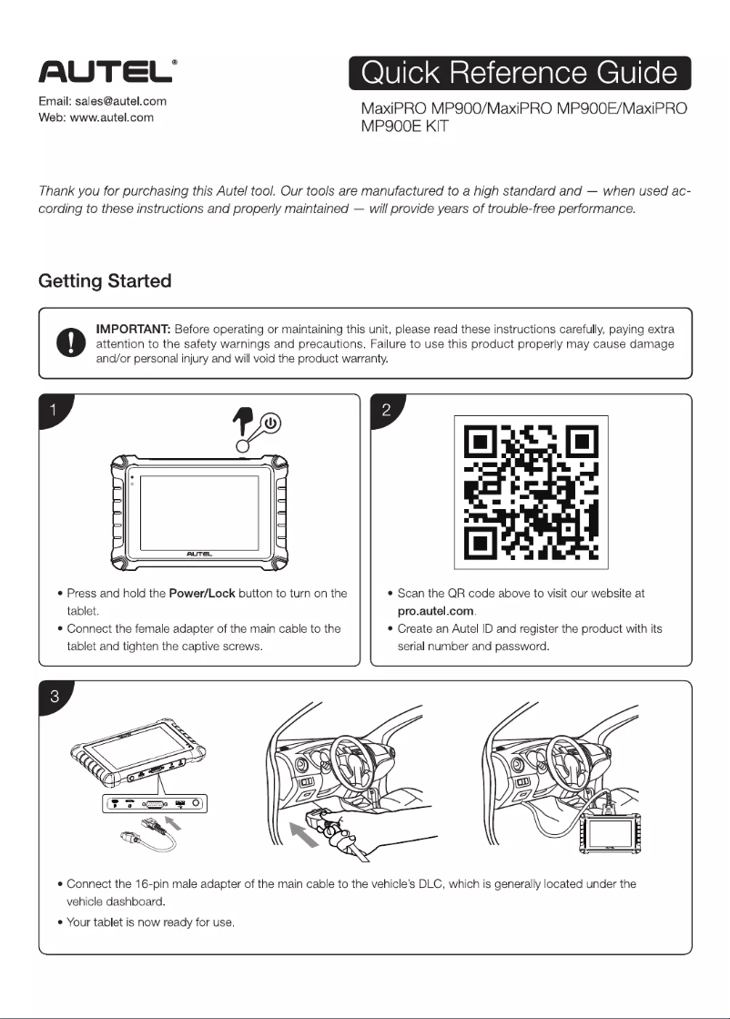 Página 1 del manual Guía de inicio rápido Autel MaxiPRO MP900E