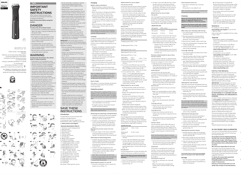 Page n°1 - Manuel utilisateur Philips Norelco MG9730