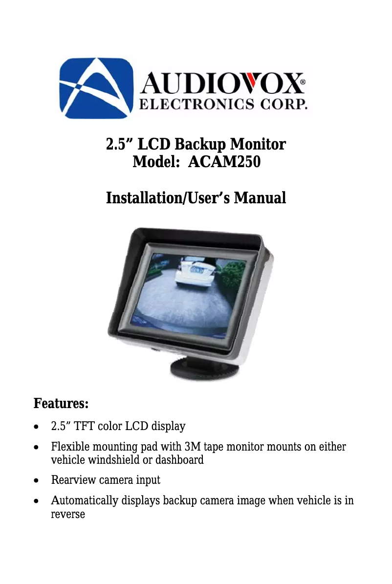 Image de la première page du manuel de l'appareil ACAM250