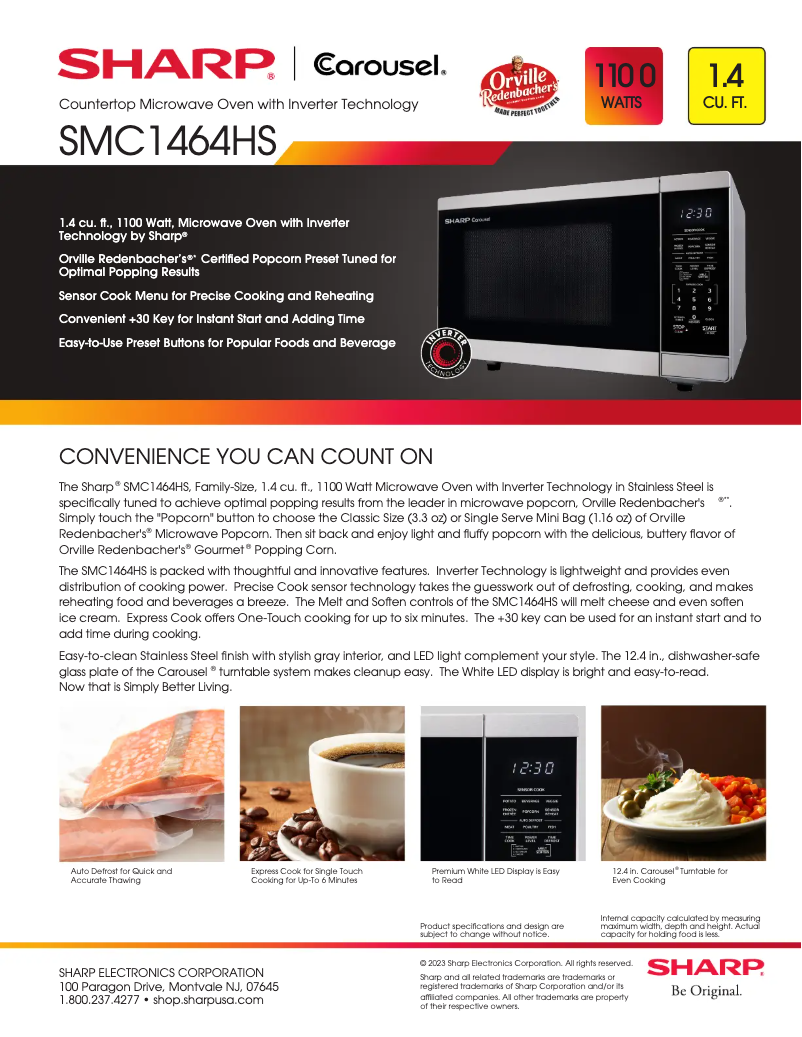 Page 1 de la notice Fiche technique Sharp SMC1464HS