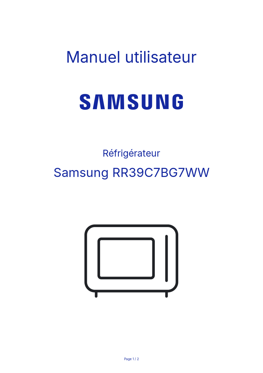Page n°1 - Manuel utilisateur Samsung RR39C7BG7WW