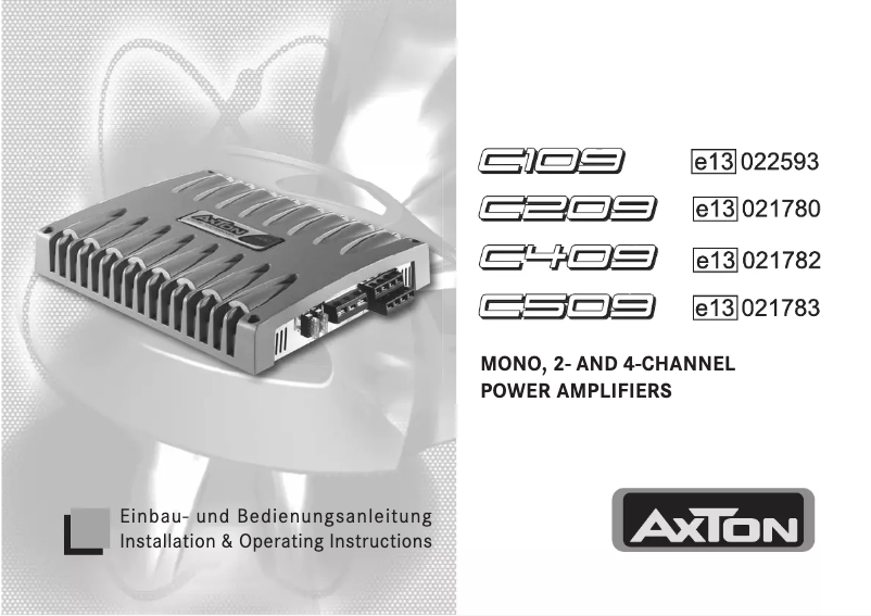 Page n°1 - Manuel utilisateur Axton C109