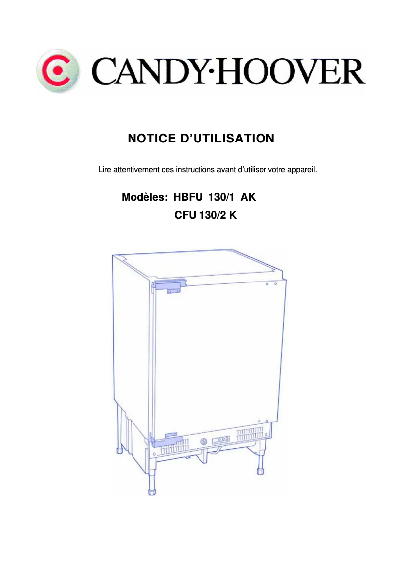 Page 1 de la notice Manuel utilisateur Candy CFU 130/2 K