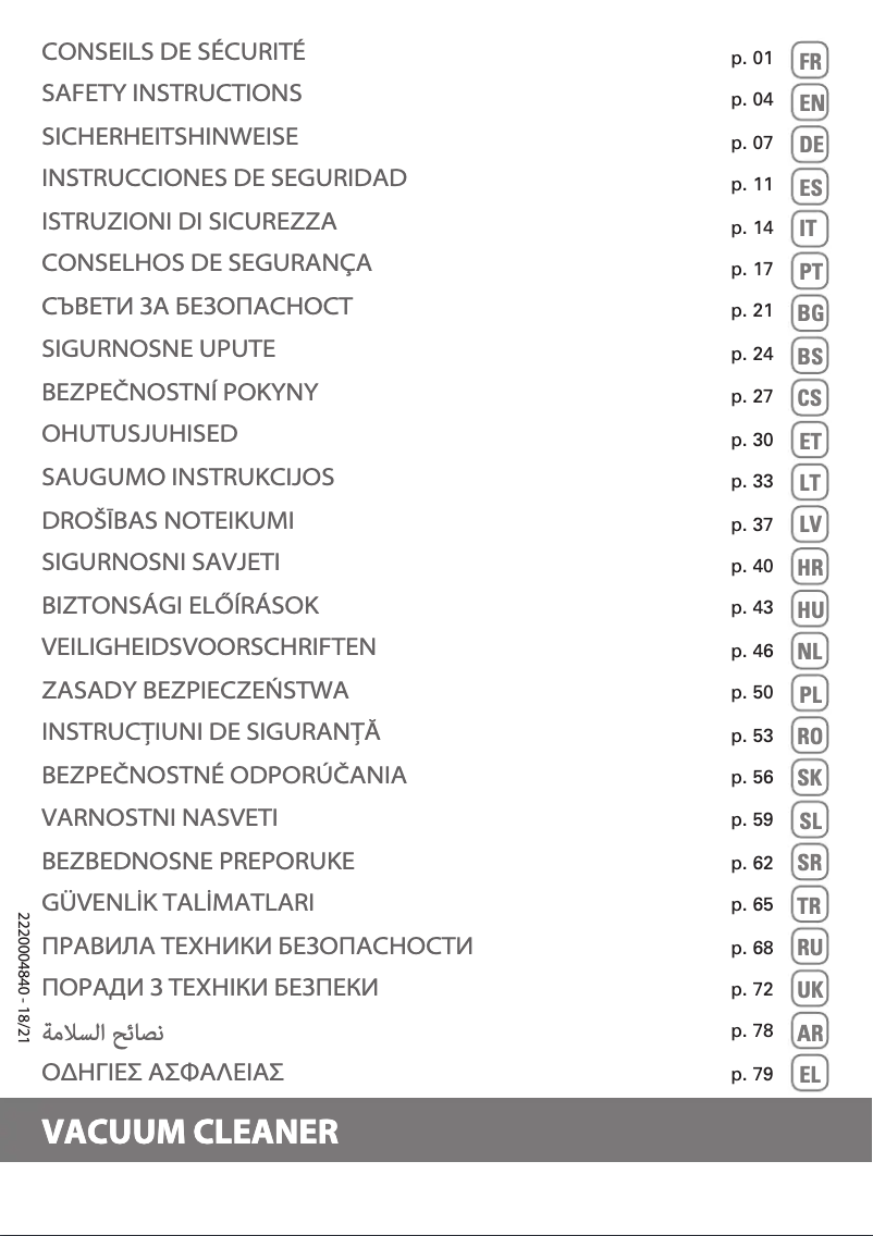 Image de la première page du manuel de l'appareil Silence Force Cyclonic RO7274