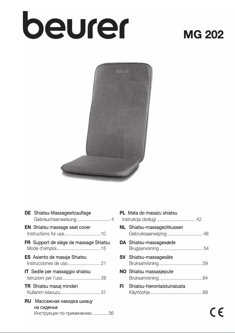 Page 1 de la notice Manuel utilisateur Beurer MG 20