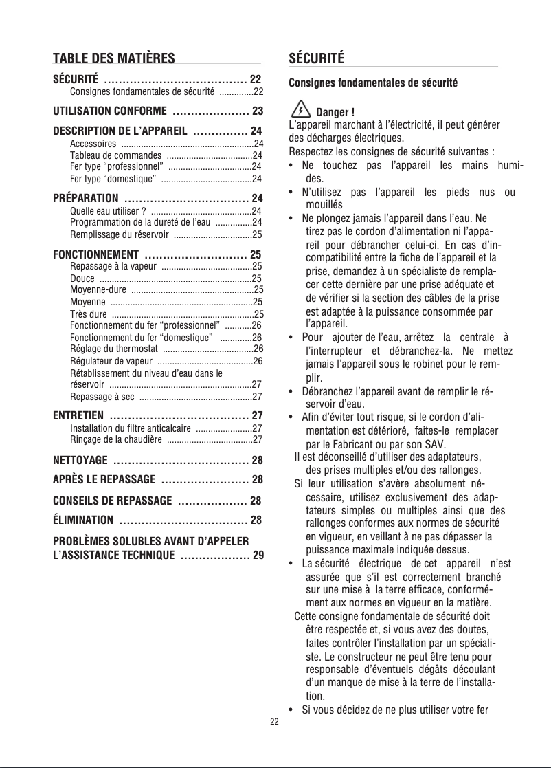 Page n°1 - Manuel utilisateur DeLonghi Stirella Pro 1860X
