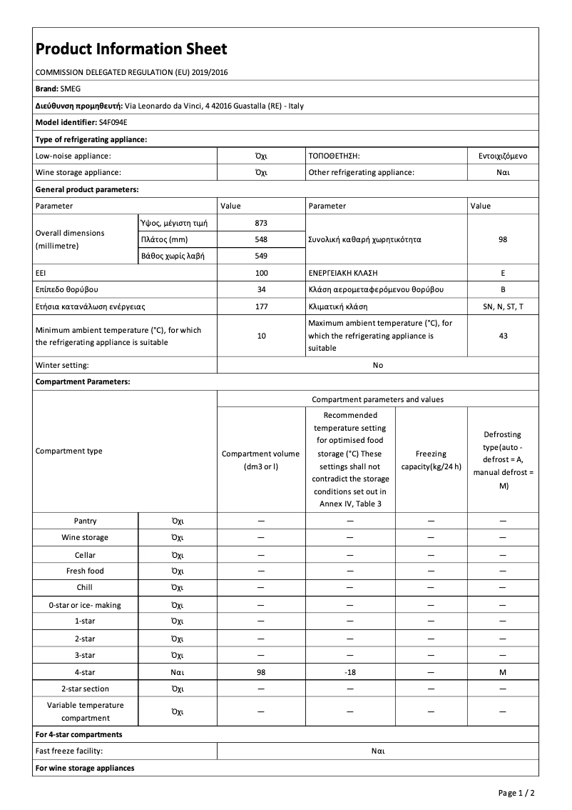 Image de la première page du manuel de l'appareil S4F094E