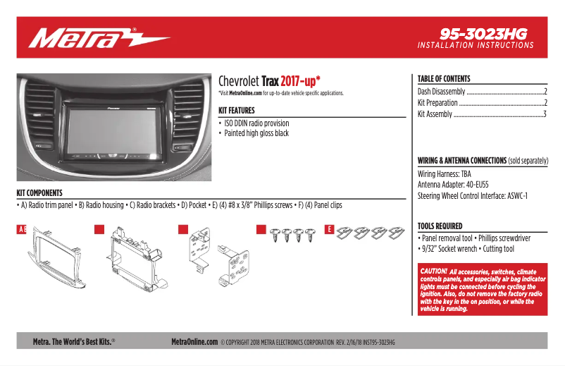 Page n°1 - Manuel utilisateur Metra 95-3023HG