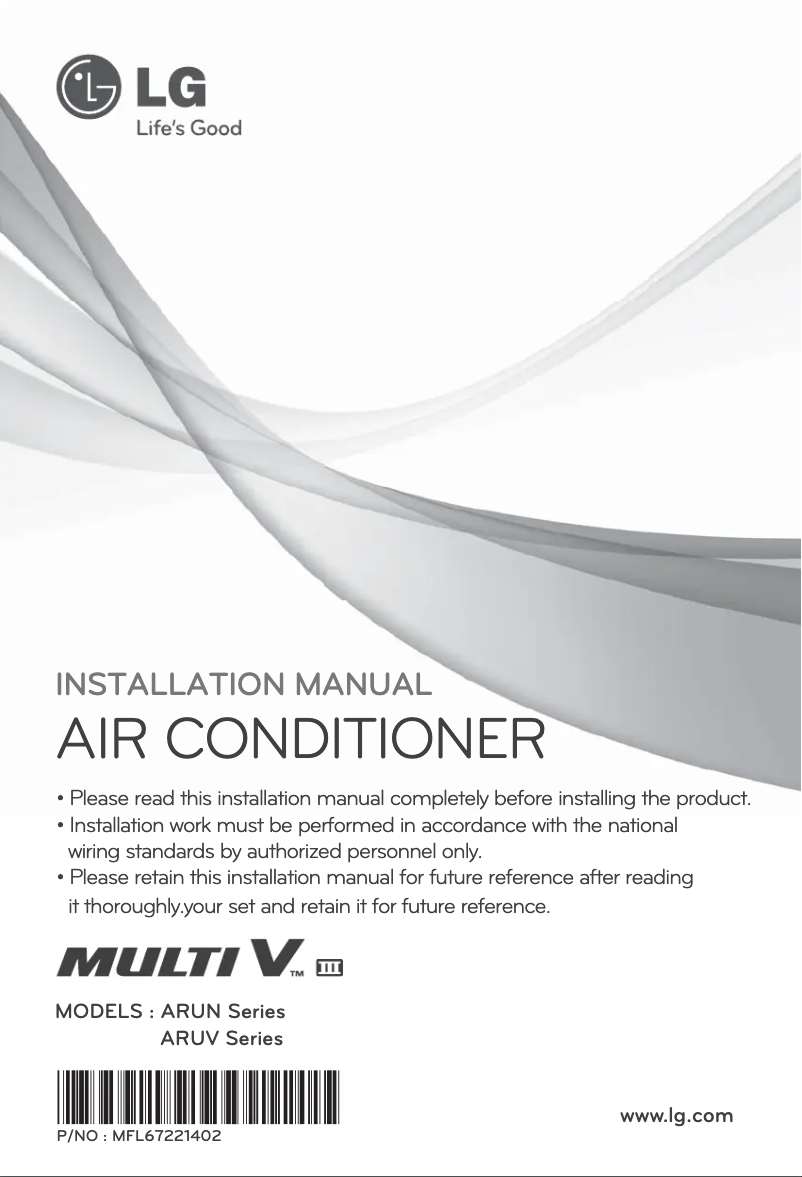 Image de la première page du manuel de l'appareil ARUN140LN3