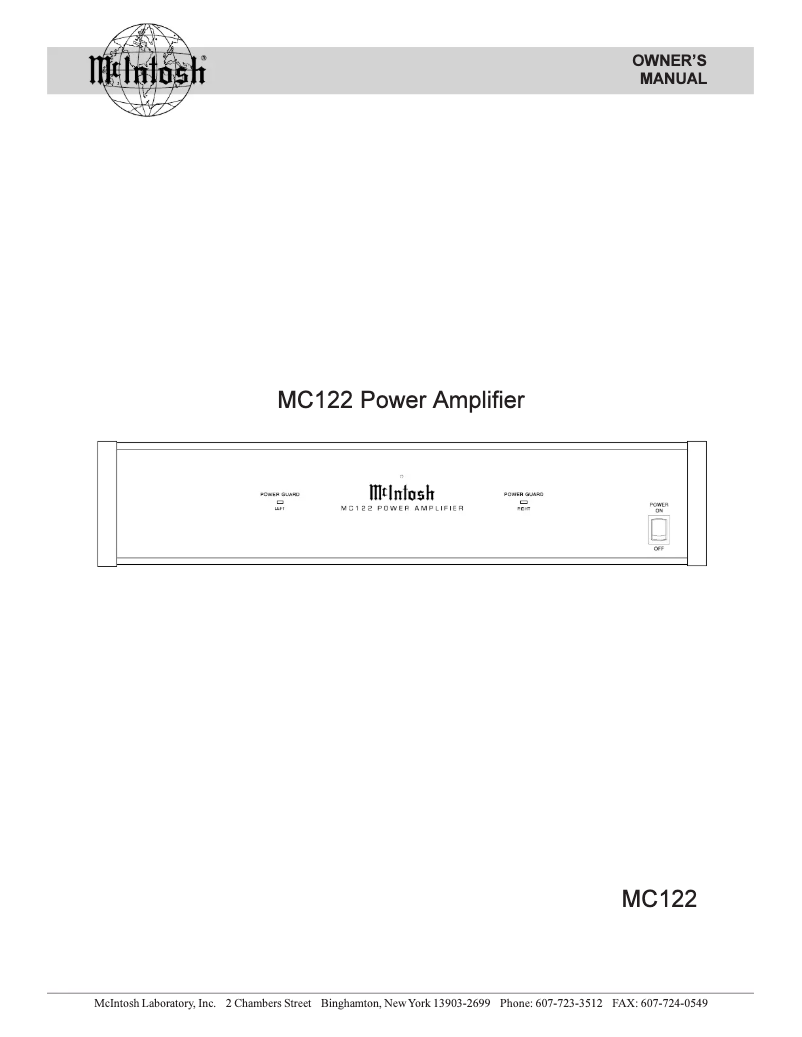Page 1 de la notice Manuel utilisateur McIntosh MC-122