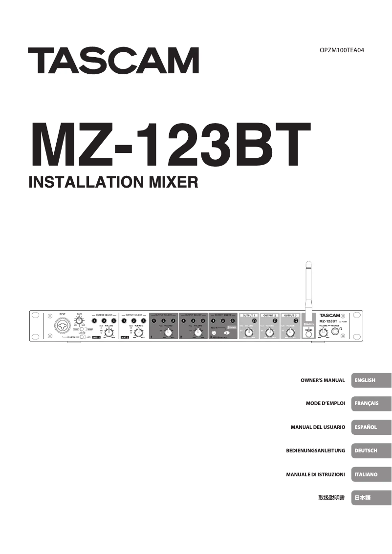 Page n°1 - Manuel utilisateur Tascam MZ-123BT