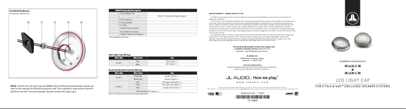 Page n°1 - Manuel utilisateur JL Audio ETXv3 and VeX M-LCA-C-W
