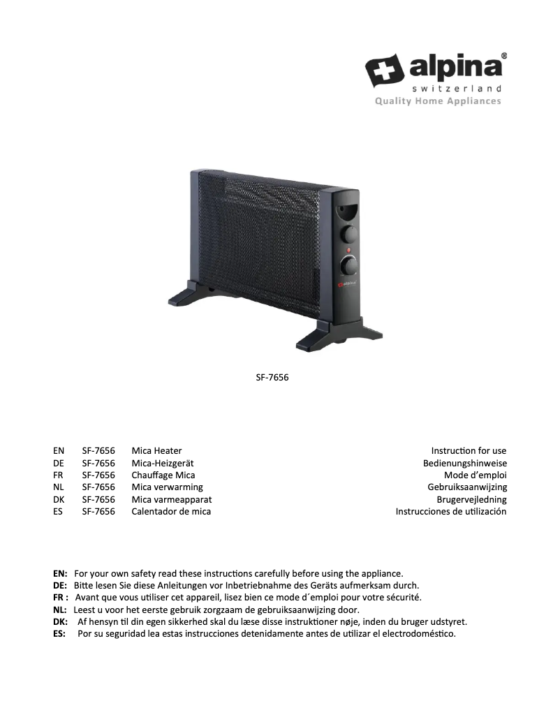 Page 1 of the manual User Manual Alpina SF-7656