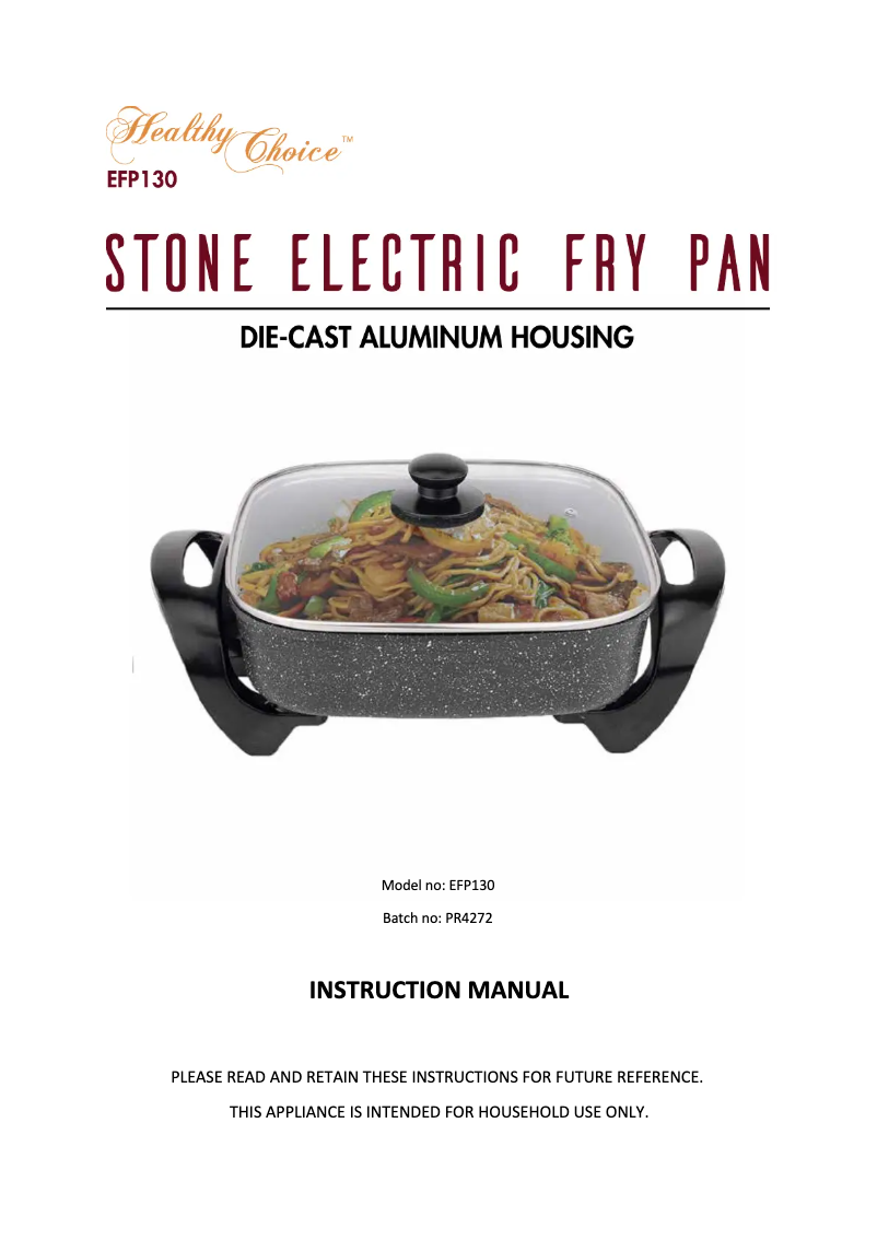 Page 1 de la notice Manuel utilisateur Healthy Choice EFP130