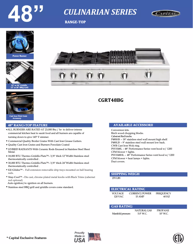 Page n°1 - Guide d'installation Capital CGRT484GGL