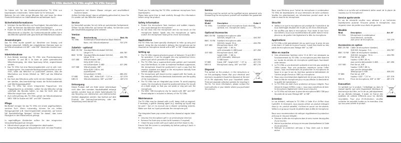 Page n°1 - Manuel utilisateur Beyerdynamic TG V56c