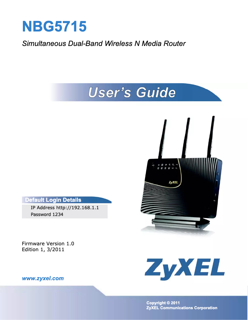 First page image of the manual for NBG5715