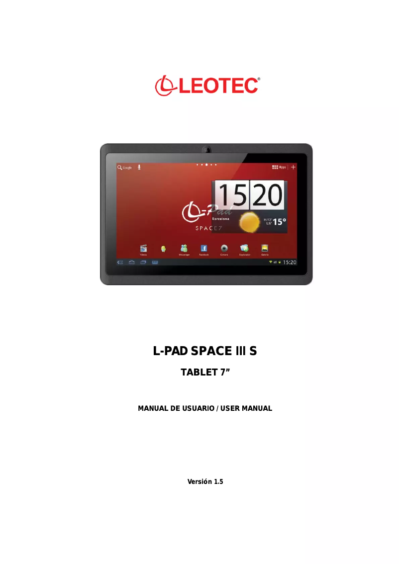 Page 1 de la notice Manuel utilisateur Leotec L-Pad Space III S LE-TAB708