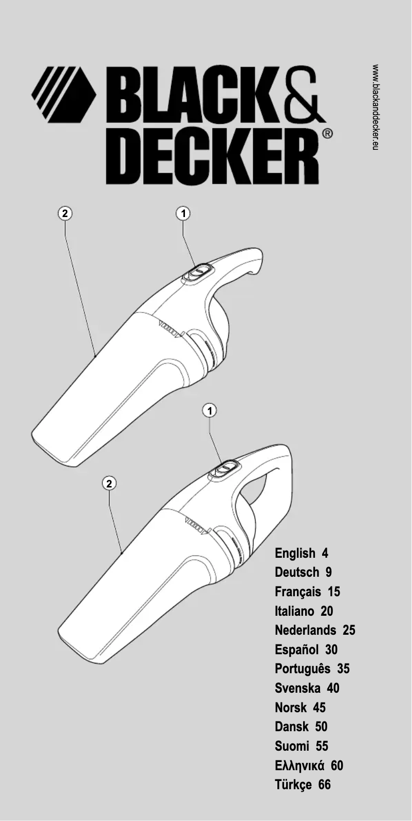 Page 1 de la notice Manuel utilisateur Black & Decker Dustbuster NV7203