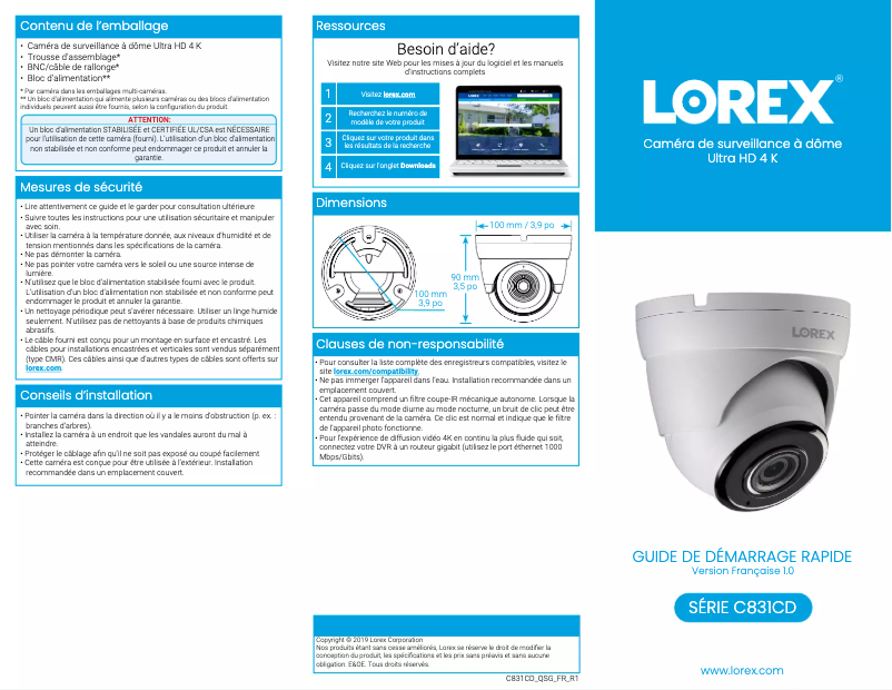 Image de la première page du manuel de l'appareil C831CD