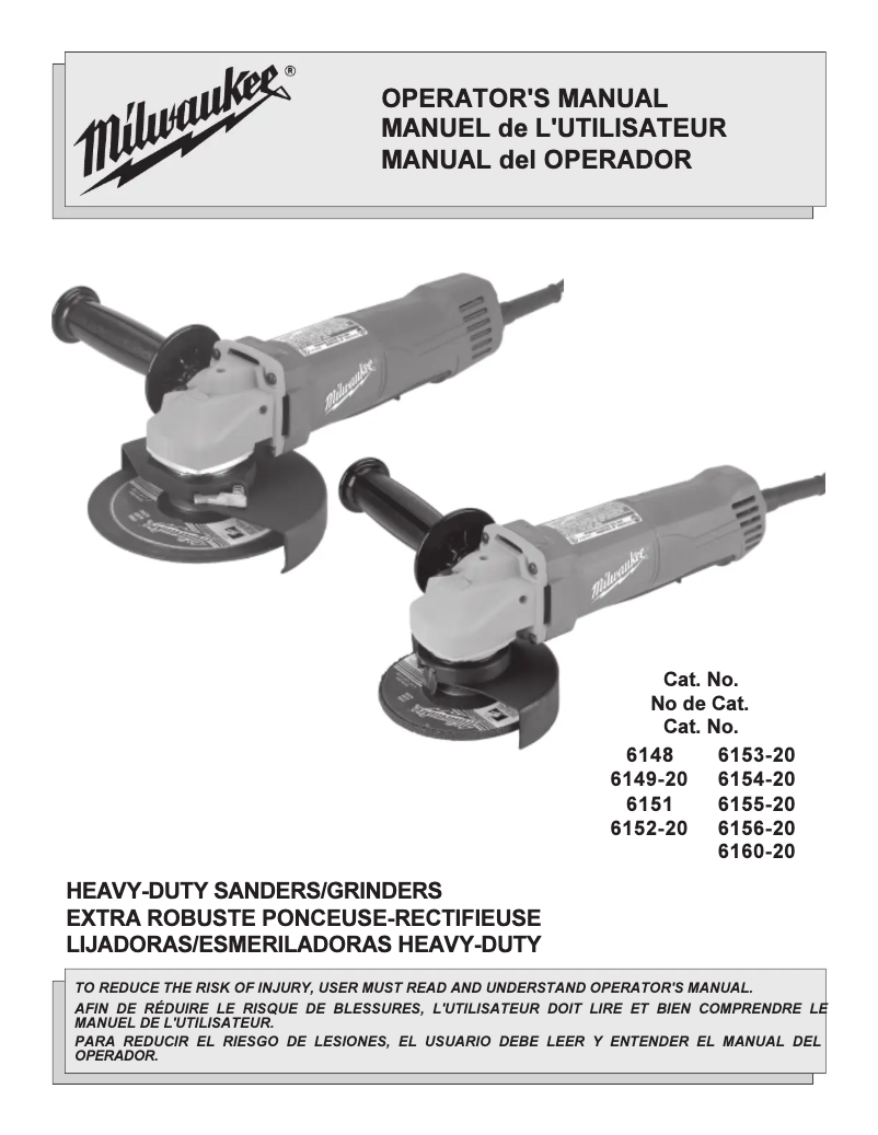 Page n°1 - Manuel utilisateur Milwaukee 6160-80