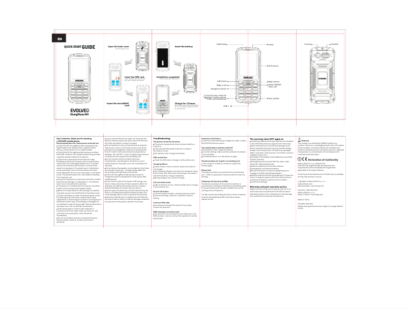 Page 1 de la notice Guide de démarrage rapide Evolveo StrongPhone W4