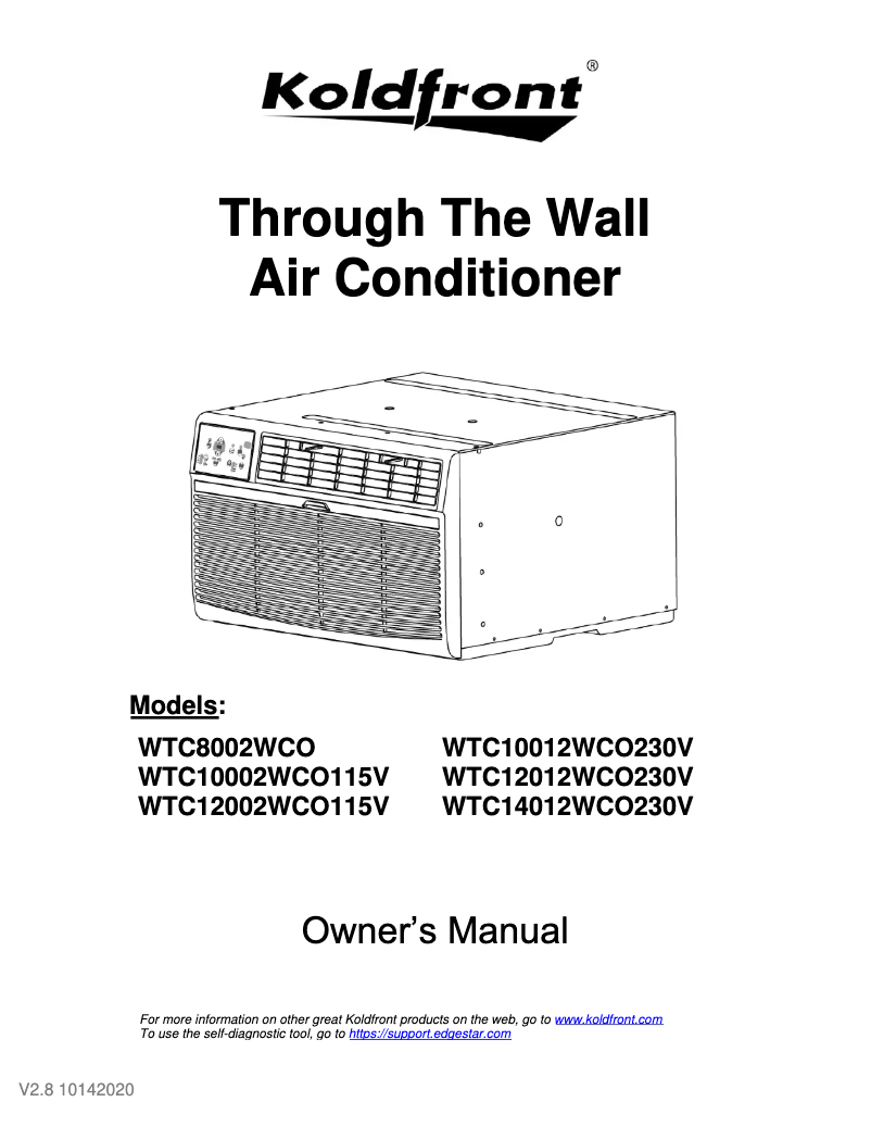 Page n°1 - Manuel utilisateur Koldfront WTC10012WCO230V