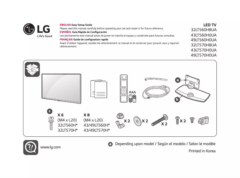 Page 1 de la notice Manuel utilisateur LG 49LT560H