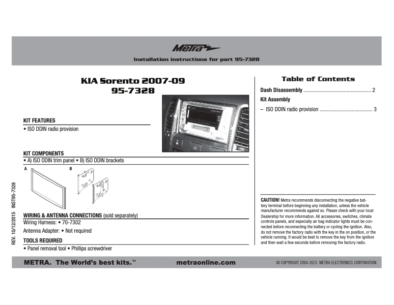 Page n°1 - Mode d'emploi Metra 95-7328